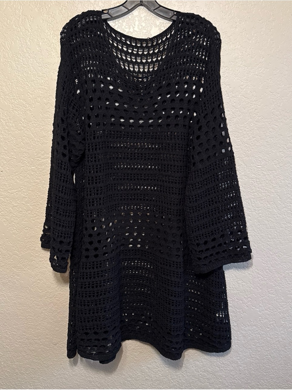 Black Crochet Swim Coverup Tunic - Women